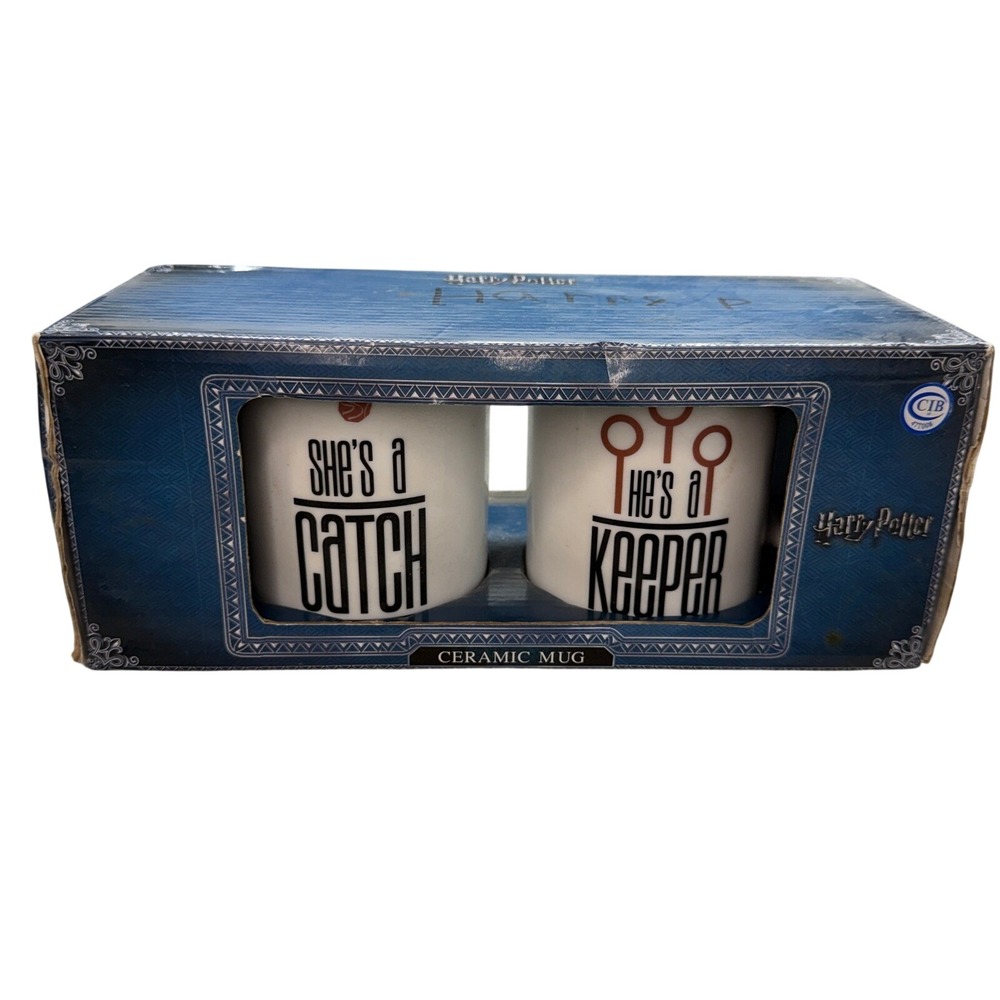 Harry Potter His Hers Couple She's a Catch He's a Keeper Ceramic Mug Set New